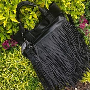 Faux Leather Fringe Bag